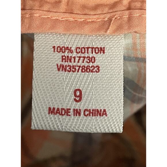 Mossimo Supply Co Shorts Womens Size 9 Tan Orange Gray Plaid Chino Zip Fly Beach - Picture 9 of 10